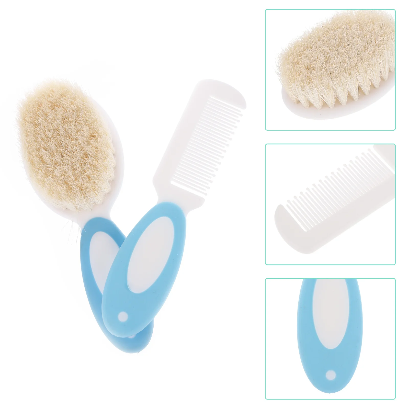

2Pcs Baby Hair Brush Natural Wool Toddler Hair Comb Detangle Massage Scalp Stimulating Comb Lightweight Baby Infant Kids