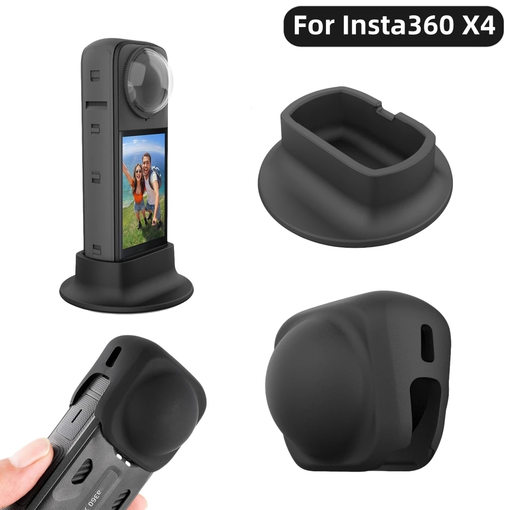 Silikonowy uchwyt na biurko Osłona obiektywu do Insta360 X4 Stała podstawa stojaka na biurko do akcesoriów do aparatu z mocowaniem Insta360 X4
