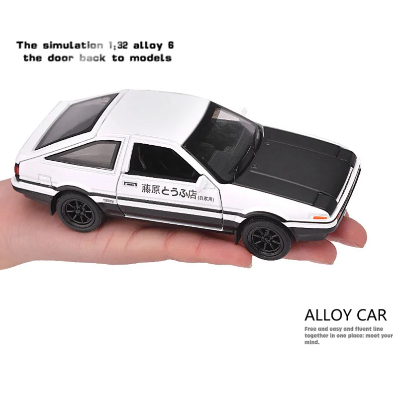 1:32 AE86 Alloy Diecast Car Model Vehicle Light Sound Simulation Pull Back Car For Kid Toys Gifts