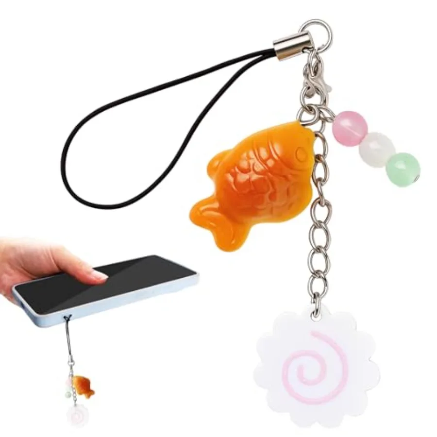 

Fish Phone Charm, Cute Taiyaki and Narutomaki Shape Cell Phone Charms Strap, Kawaii Japanese Style Resin Camera Charm Strap for