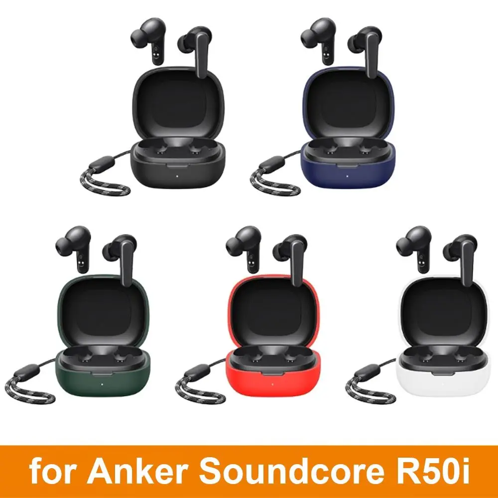 Silicone Headphone Protective Case Shockproof Dustproof Wireless Earphone Shell Washable Soild Color for Anker Soundcore R50i