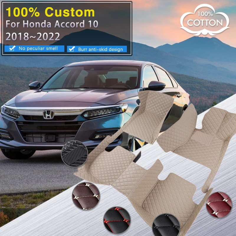 

Car Floor Mats For Honda Accord 10 10th CV1 CV2 CV3 2018~2022 Auto Foot Pads Luxury Leather Mat Carpet Rug Car Accessories 2019