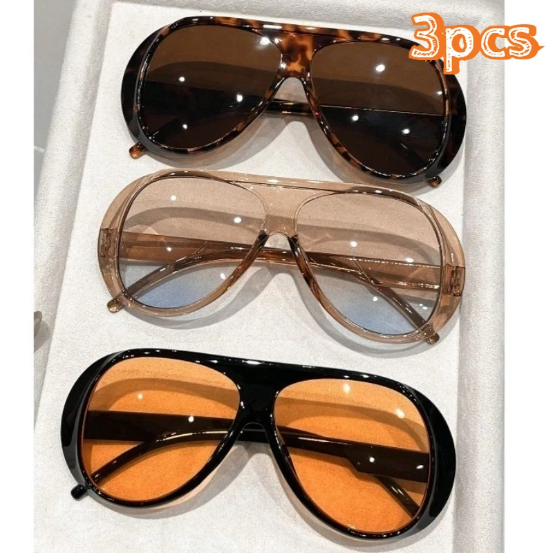 1/3Pcs Women Oversized Y2K UV Sunglasses Set, Multi Colors for Outdoor & Daily Outfit