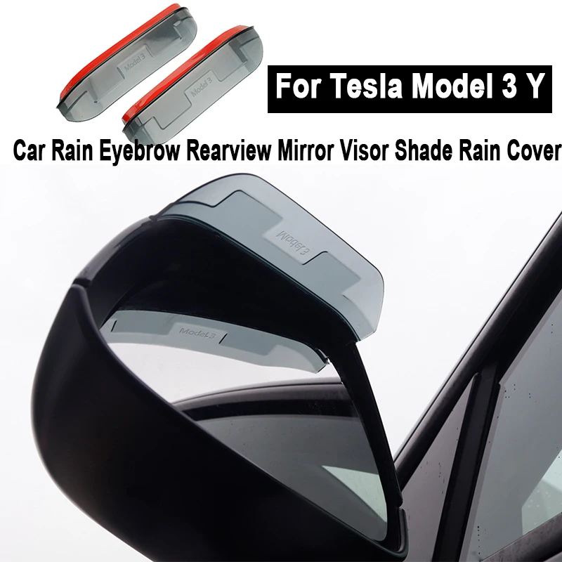Für Tesla Modell 3Y Auto Regen Augenbraue Rückspiegel Visier Schatten Regen Abdeckung Rückspiegel Regnerischen Schild Schutz Auto Zubehör
