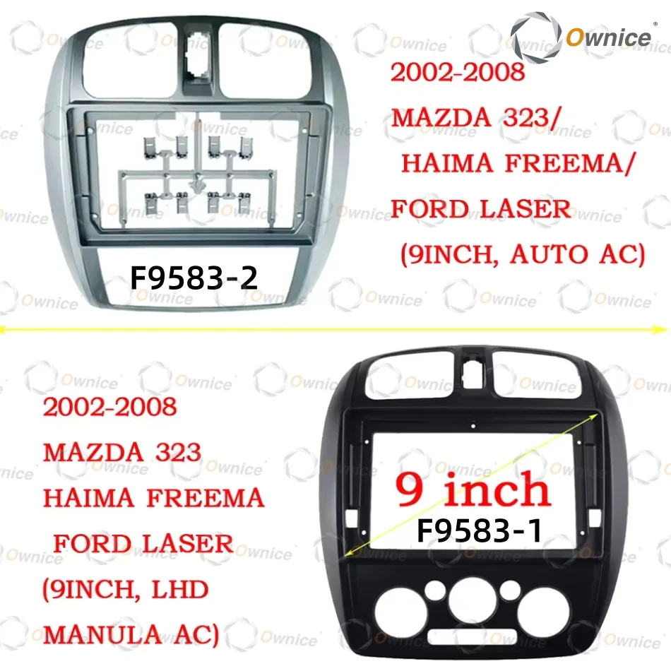 Ownice 9 Quadlock Car Android Radio Frame for Mazda 323 BJ 2002-2008 (MT/AT)  2DIN Fascia Stereo Panel 16PIN Harness Wire Canbus