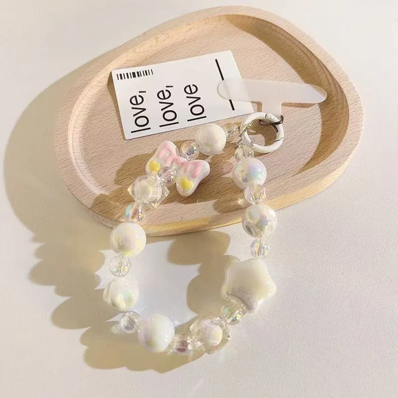 

INS корейский DIY браслет-цепочка с бантом из бисера, ремешок для телефона, брелок для женщин, свежий стиль, аксессуары ручной работы, милый подарок для девочек