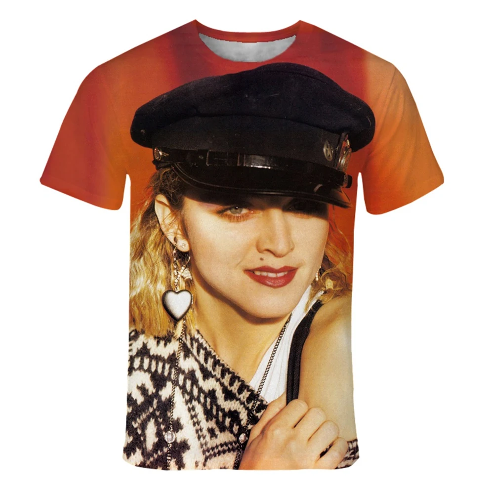 Summer fashion trend personalized singer Madonna 3D printed printed printed pattern casual and comfortable T-shirt