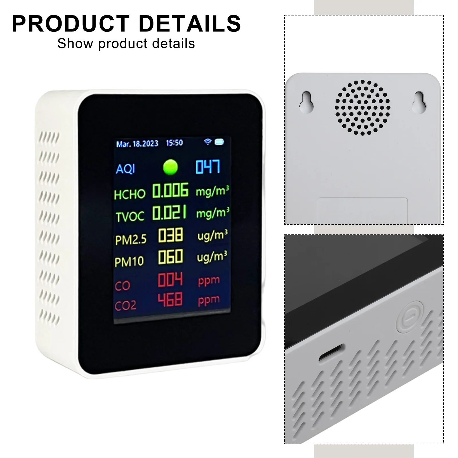 FOR TUYA WIFI 9-in-1 Indoor Air Quality Tester Temperature Carbon Dioxide Tester 70*90*35mm Temperature Measurement Inspection