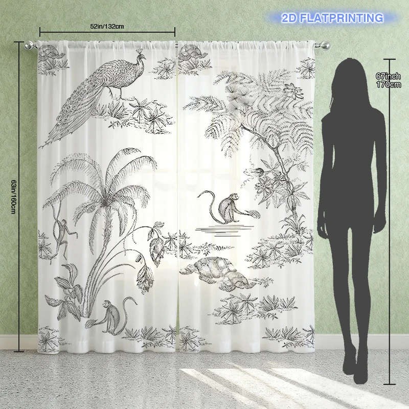 2pcs Rainforest Creatures Window Screens for Christmas Decorations, K-pop, New Year Gifts, Wall Art