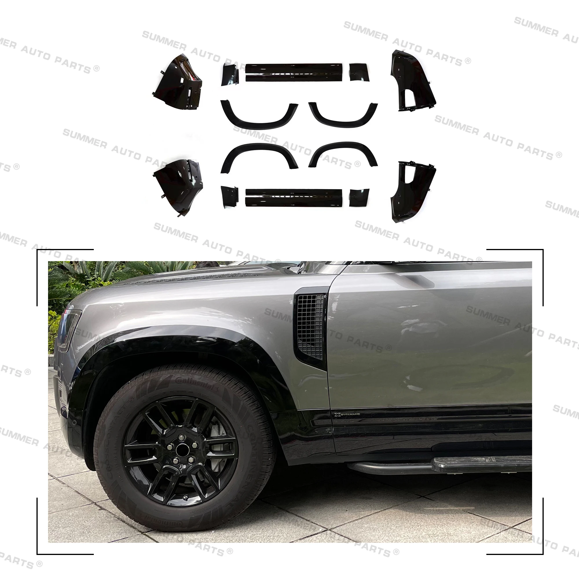 

Car Body Kits Auto Front Fender Side Skirt Wheel Arches Kit for Land Rover Defender 90 Wheel Arches