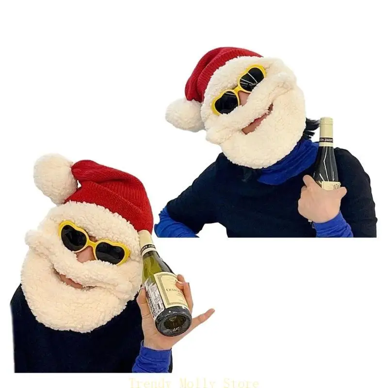 Chapéus Papai Noel N5KB Conjunto barba para crianças adultas para festa trajes removíveis chapéu santa