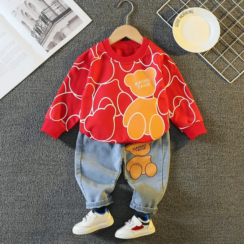 Baby Boy Fall Clothes 9 to 12 Months New Childrens Cartoon Long Sleeve T-shirts Tops and Pants Outfits Toddler Boys Clothing Set