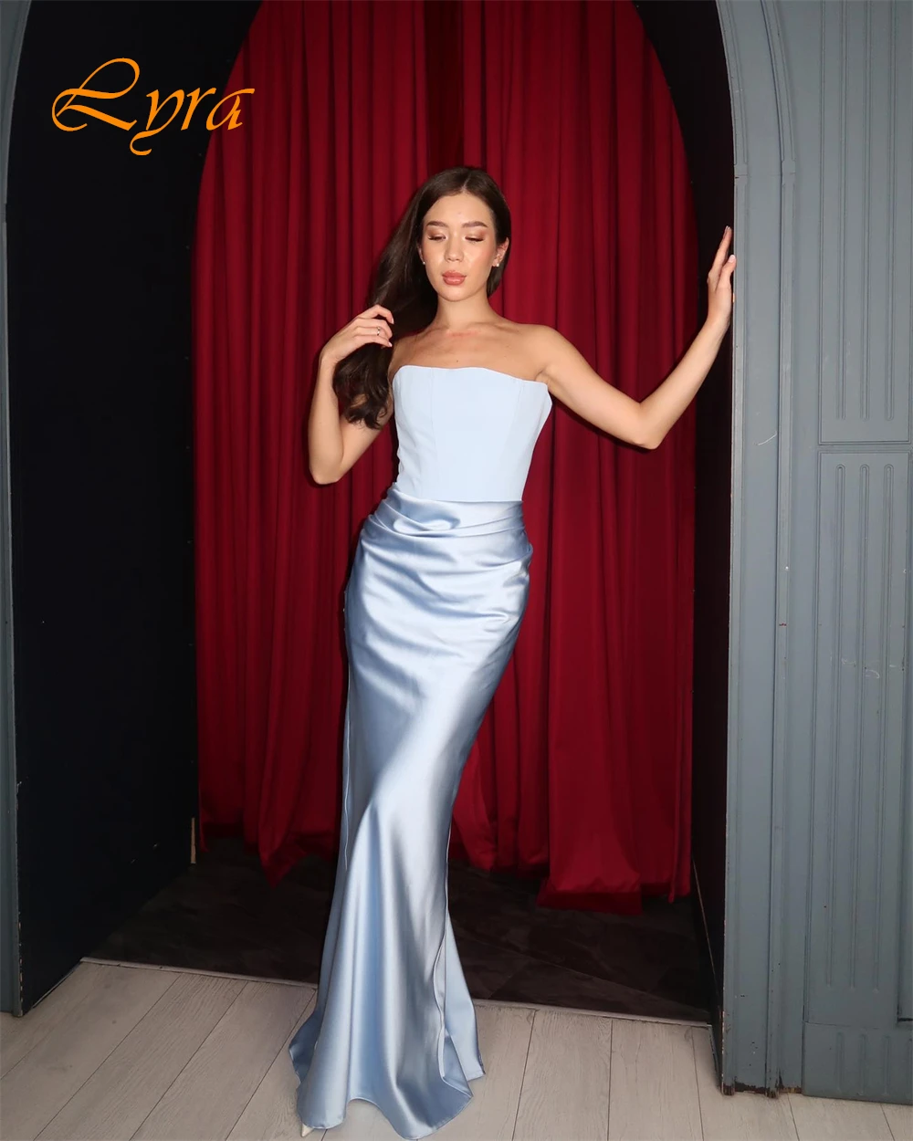 Vestido de noche de sirena de satén elegante personalizado, exquisitos vestidos de fiesta sin tirantes, vestidos de lujo sin mangas para ocasiones especiales