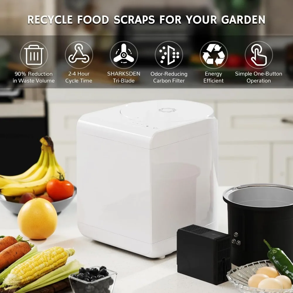 Revive Electric Kitchen Composter, 2.5L Capacity with SHARKSDEN® Tri-Blade, Turn Food Waste and Scraps into Dry Compost