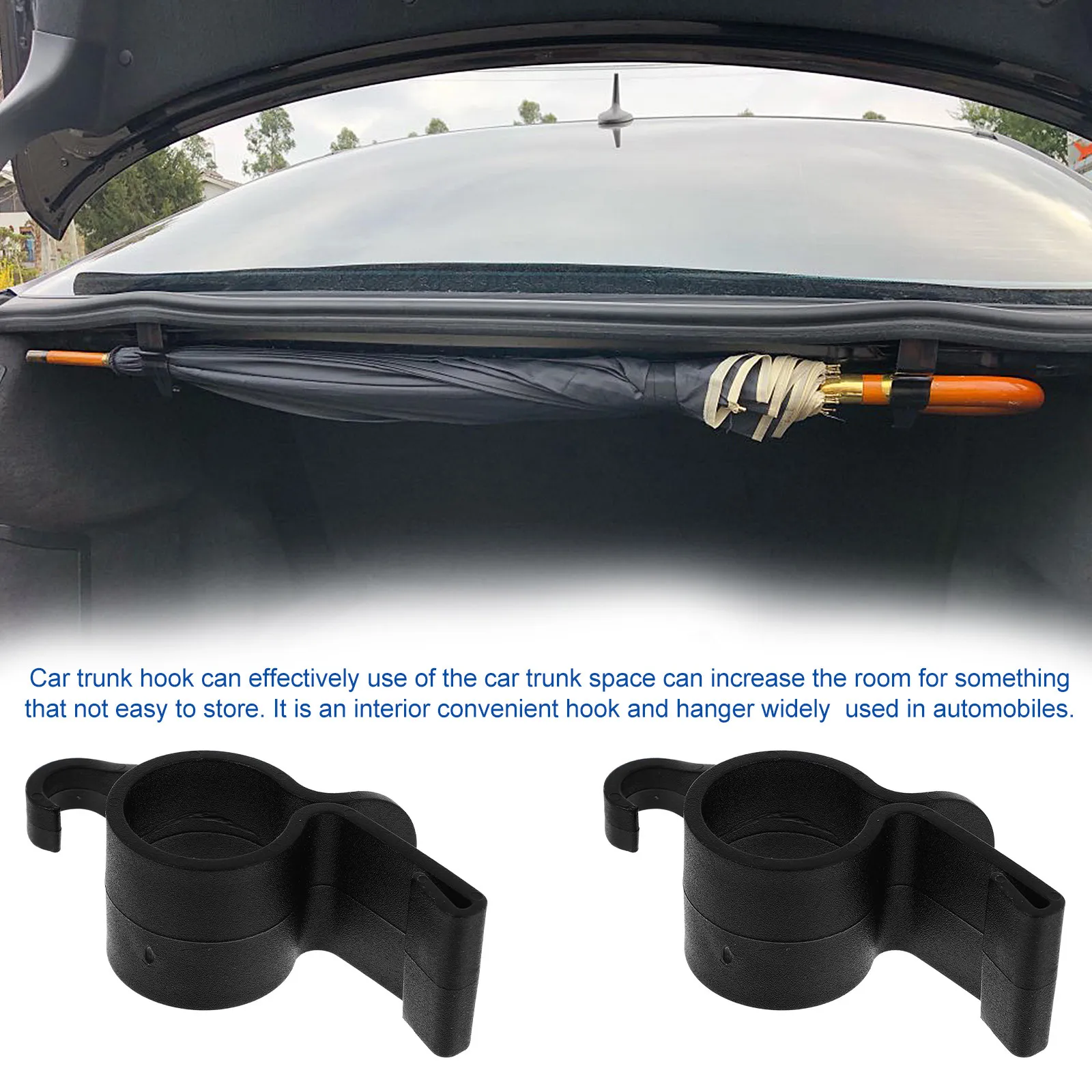 Heavy Duty ABS Car Trunk Hooks 4pcs – Universal Organizer for Umbrellas Fishing Rods Bags Easy Installation