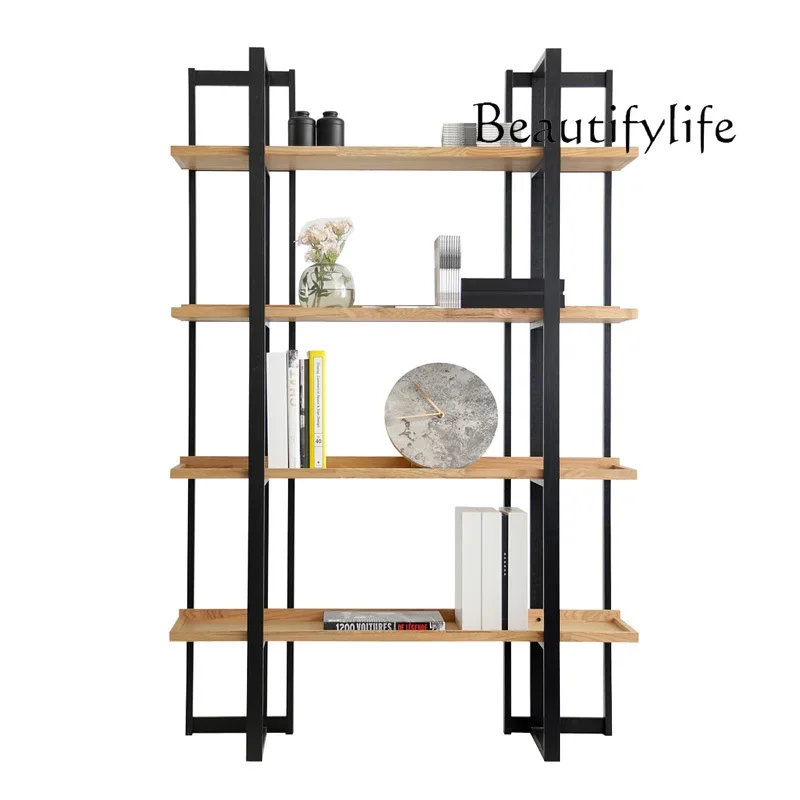 

Log Nordic minimalist bookshelf creative light luxury double-sided study art partition storage designer