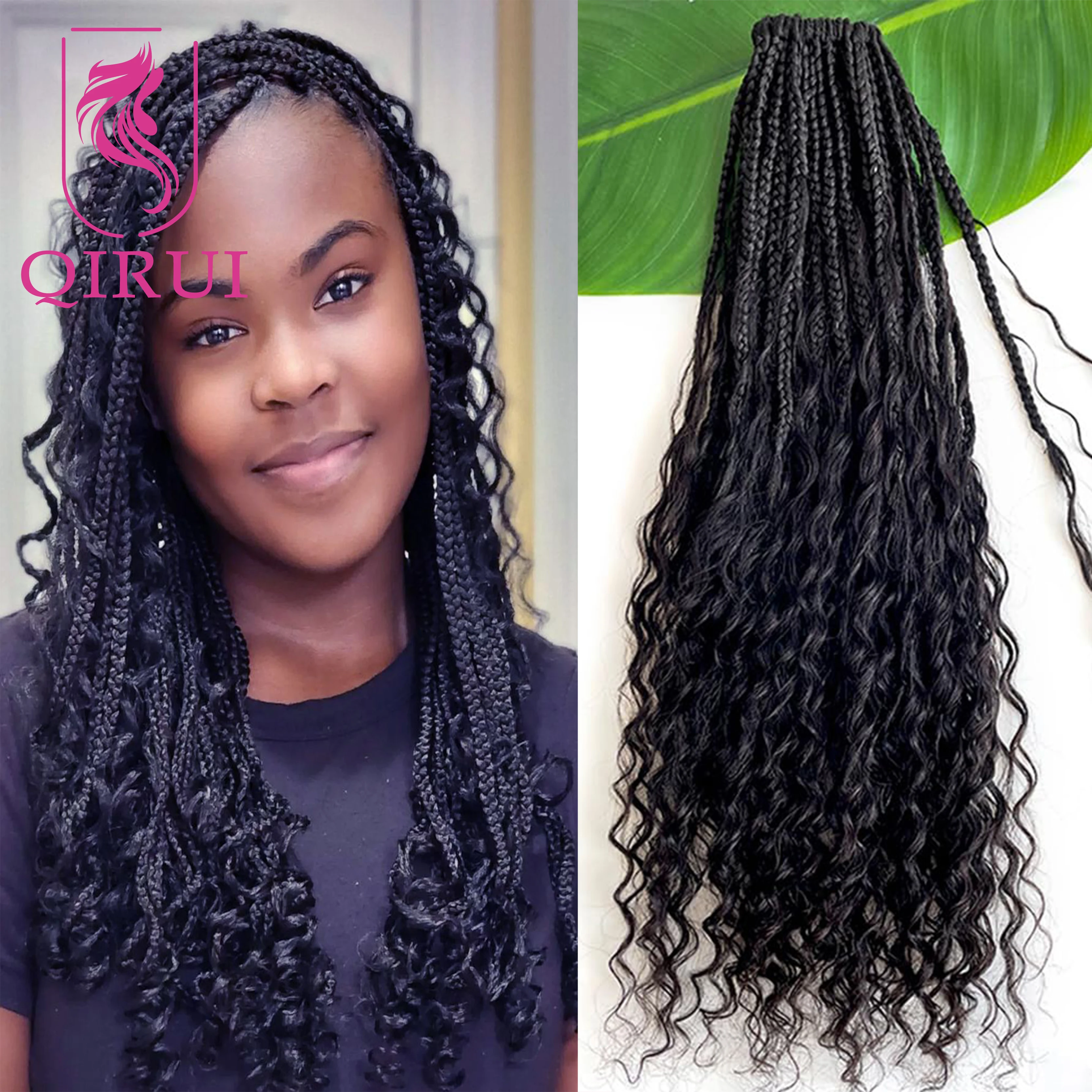 

Вязаные крючком косички в стиле бохо с кудрями из натуральных волос, предварительно заплетенные плетения, синтетические косы с вьющимися концами человеческих волос