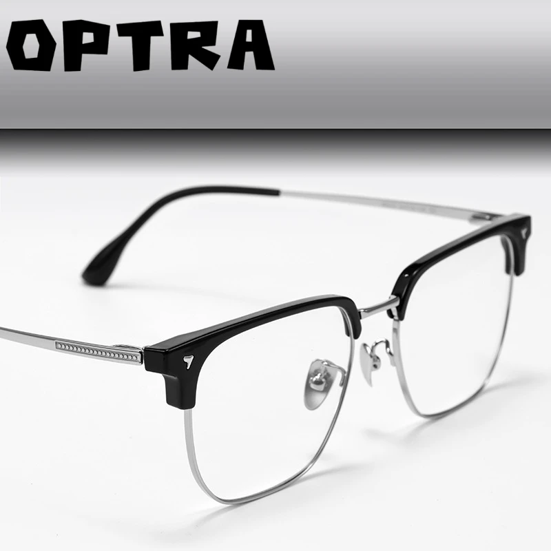 

OPTRA Ultralight Half-Frame Reading Glasses Men Anti Blue Ray Myopia Photochromic Eyeglasses Custom Prescription Optical Eyewear