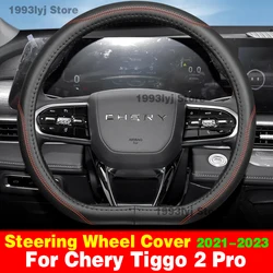 Voor Chery Tiggo 2 Pro 2021-2023 Auto Stuurhoes Ademend Anti Slip Pu Leer Auto Decoratie Salon interieur