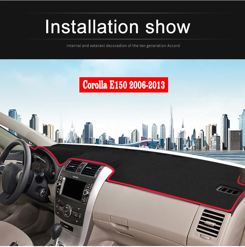 Auto Dashboard Abdeckung Dash Anti-Uv-Matte Für Toyota Corolla E180 E150 2006 2007 2008 2009 2010 2012 2013 2014 2015 2016 2017 2018 – Detail 7