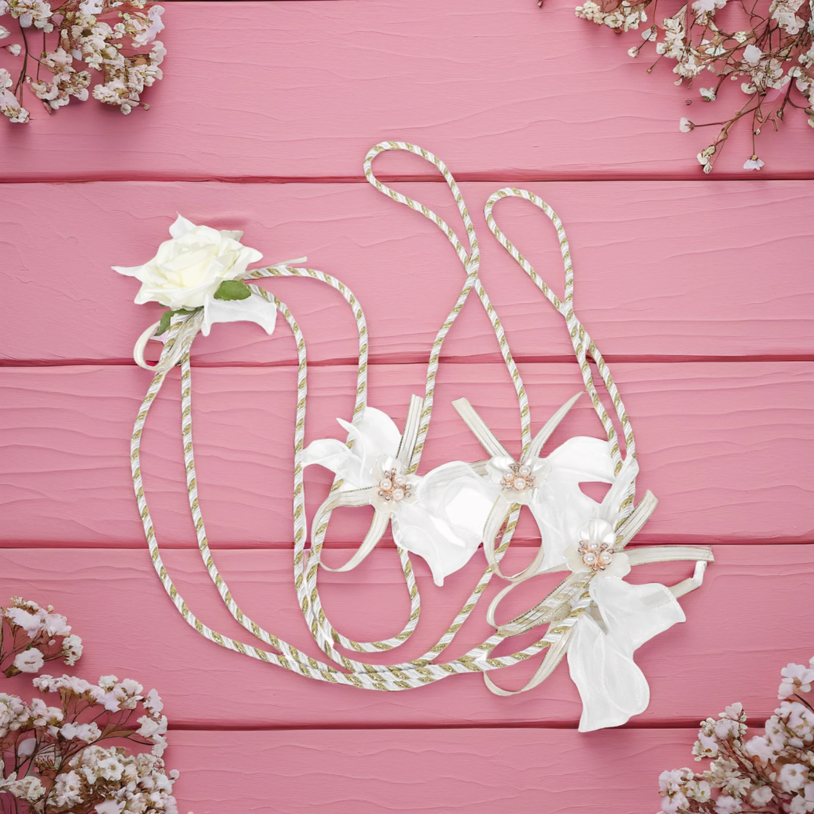 

1pc Wedding Lasso Rope Bridal Unity Cord Ceremony Catholic Fabric Rose Traditional Lasso Rope Durability Versatile Usage Indoor