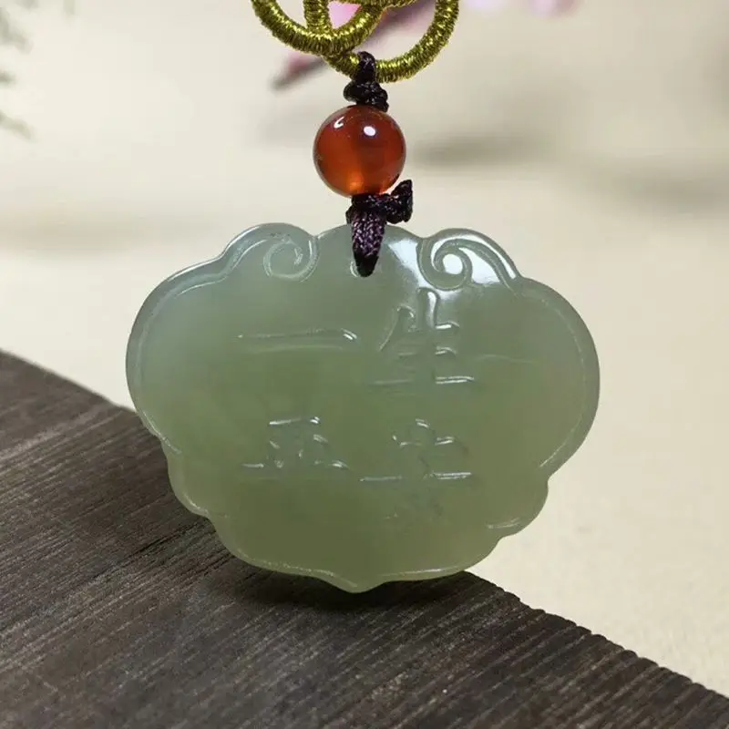 

Унисекс безопасный нефритовый кулон Hetian Oil Green Ruyi Lock