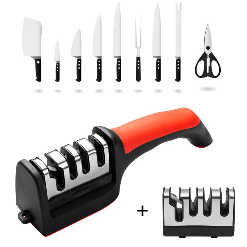 4-Stage Type Knife Sharpener Kitchen Professional Knife Sharpening Tool Quick Sharpener Diamond Coated Blades Kitchen Tool