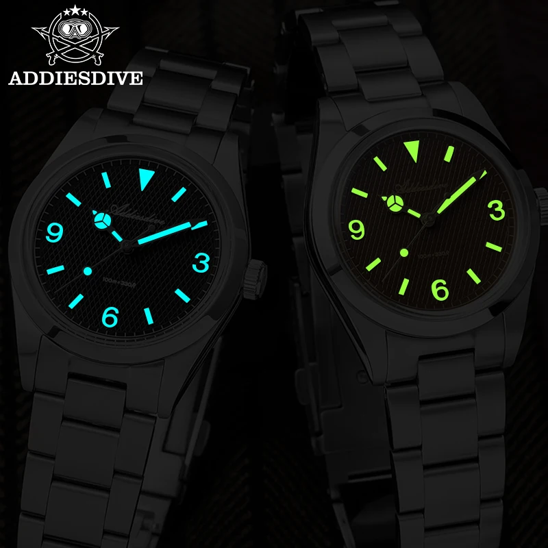 ADDIESDIVE 36MM Men's Luxury Watch With Japanese Movement K1 Bubble Glass 100M Waterproof C3 Night Light 316L Steel Quartz Watch - view 2