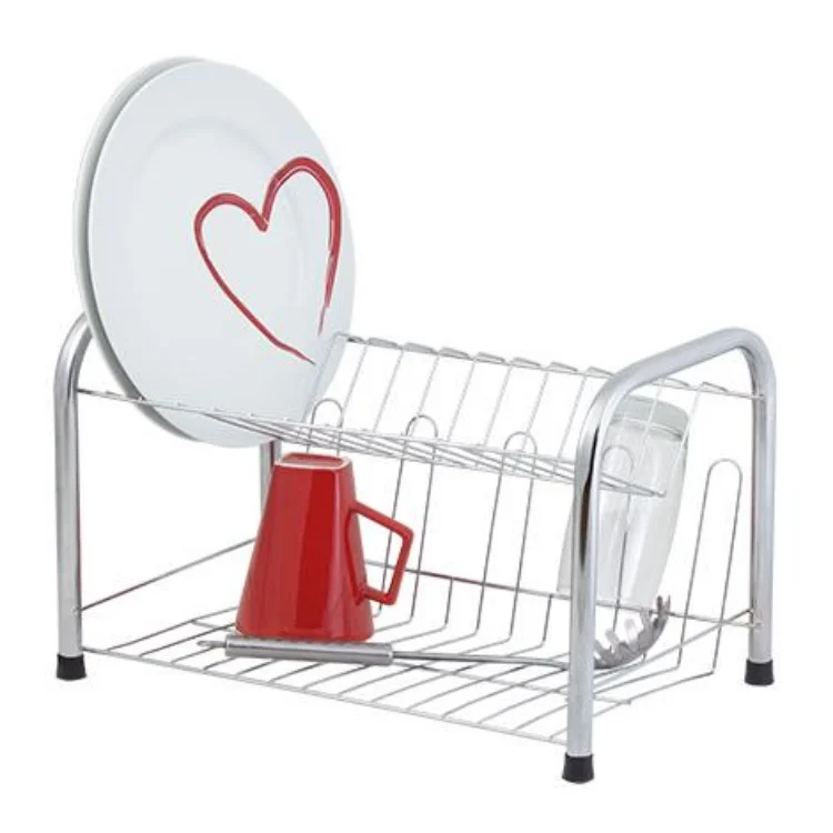 Double Chrome Dinnerware Drainer 12 Dishes 05 Glasses Kitchen Organization Dryer