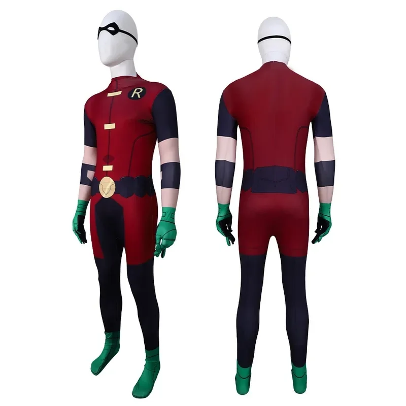 Disfraz de Cosplay de Robin de Teen Titans para Halloween HD2S, Traje de Juego de Rol con Capa Amarilla, Gafas y Decoración, Mono de Judas Contract