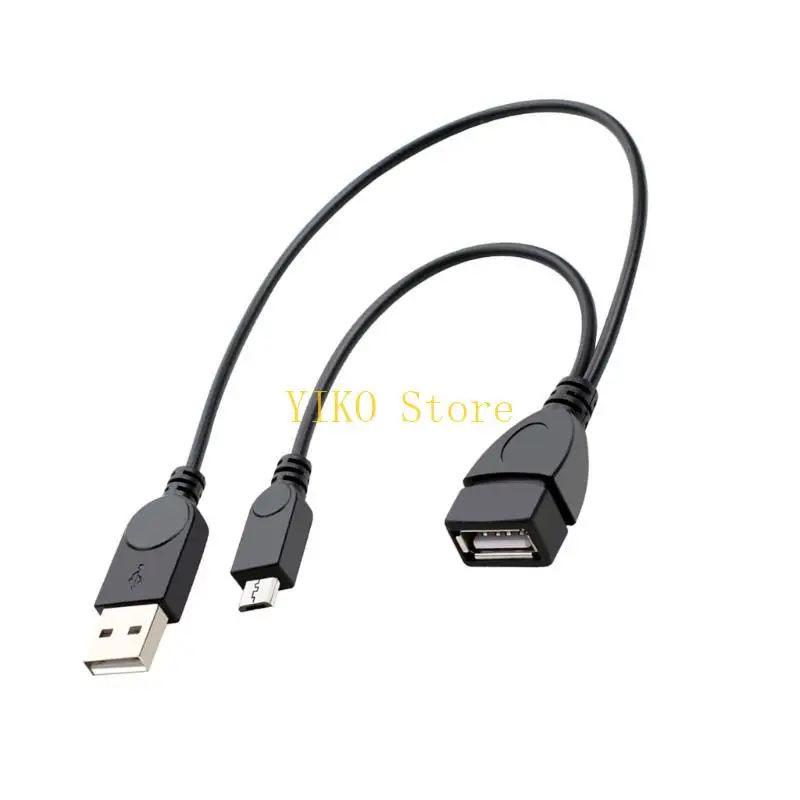 K32C MicroUSB to USB Adapter OTG Cable+Power Cord for Flash Drive External Hard Drive