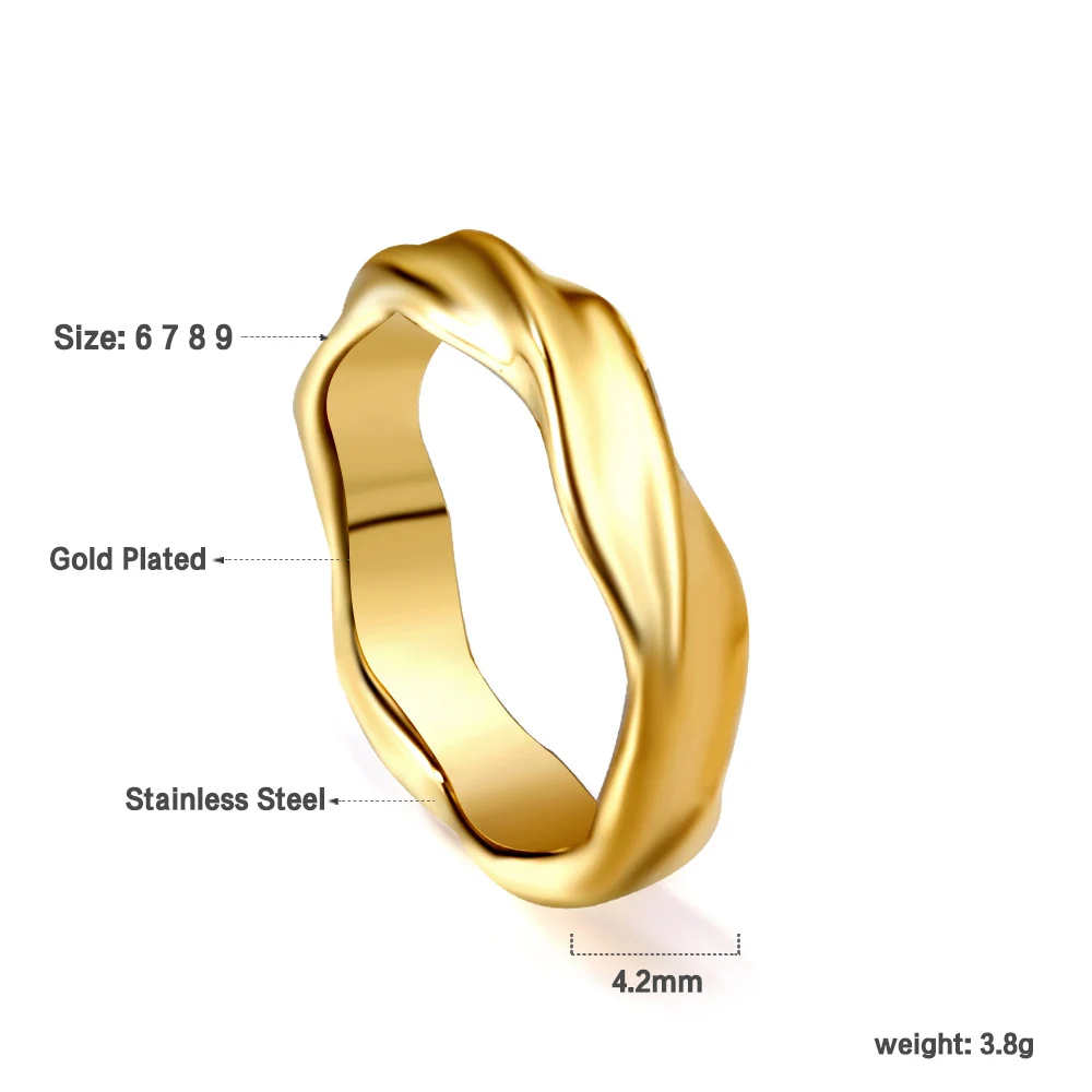 Luxusteel Rvs Vrouwen Ringen Eenvoudige Twist Touw Munt Hart Ronde Textuur Waterdichte Vingerbanden Ring Bruiloft Sieraden