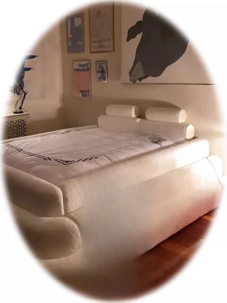 Nordic light luxury modern, simple cream bed