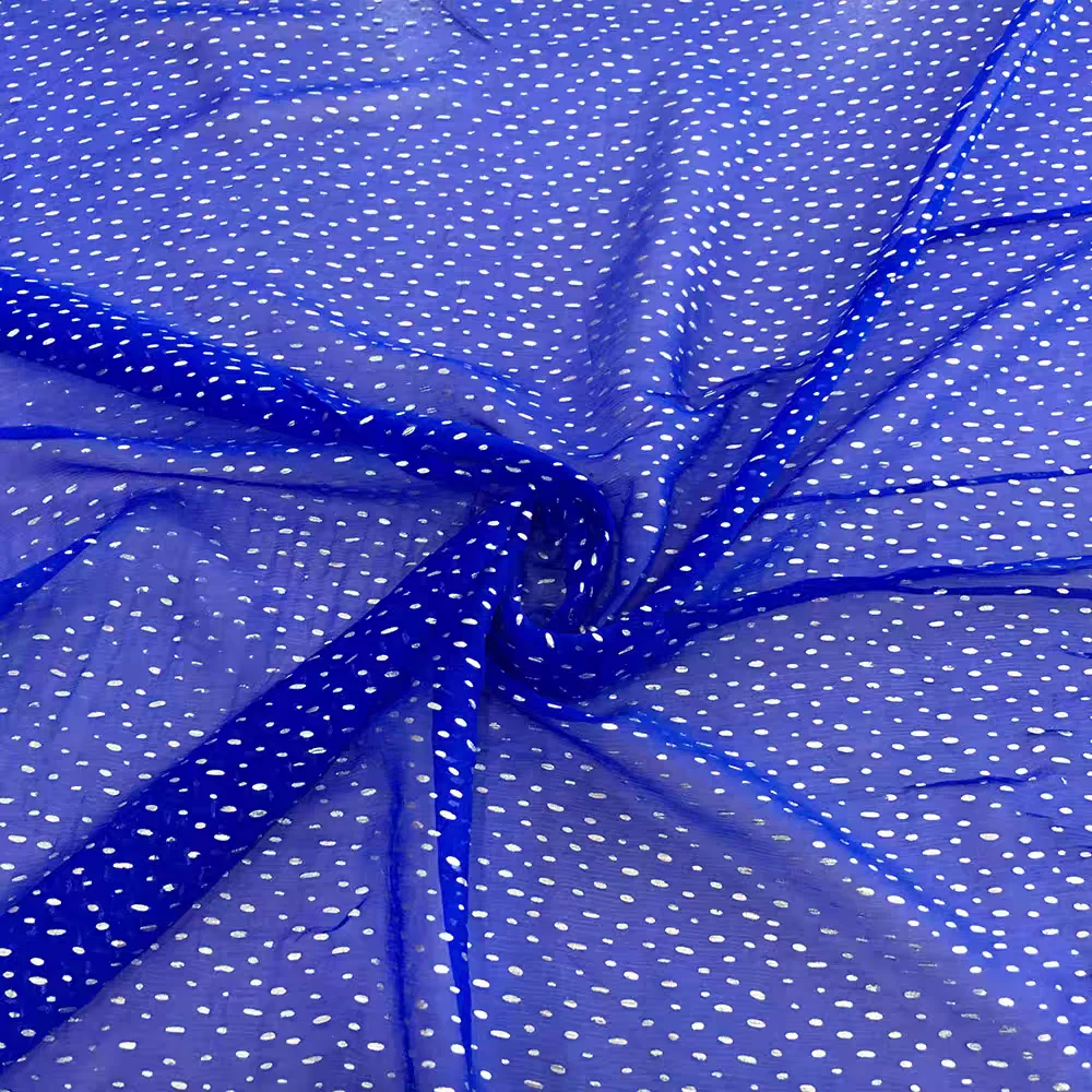 Hot Stamping Silver Polka Dot Best Price Good Quality Shiny Silk Metallic Lurex Fabric for Women Lady Garment Dress Clothes Pant