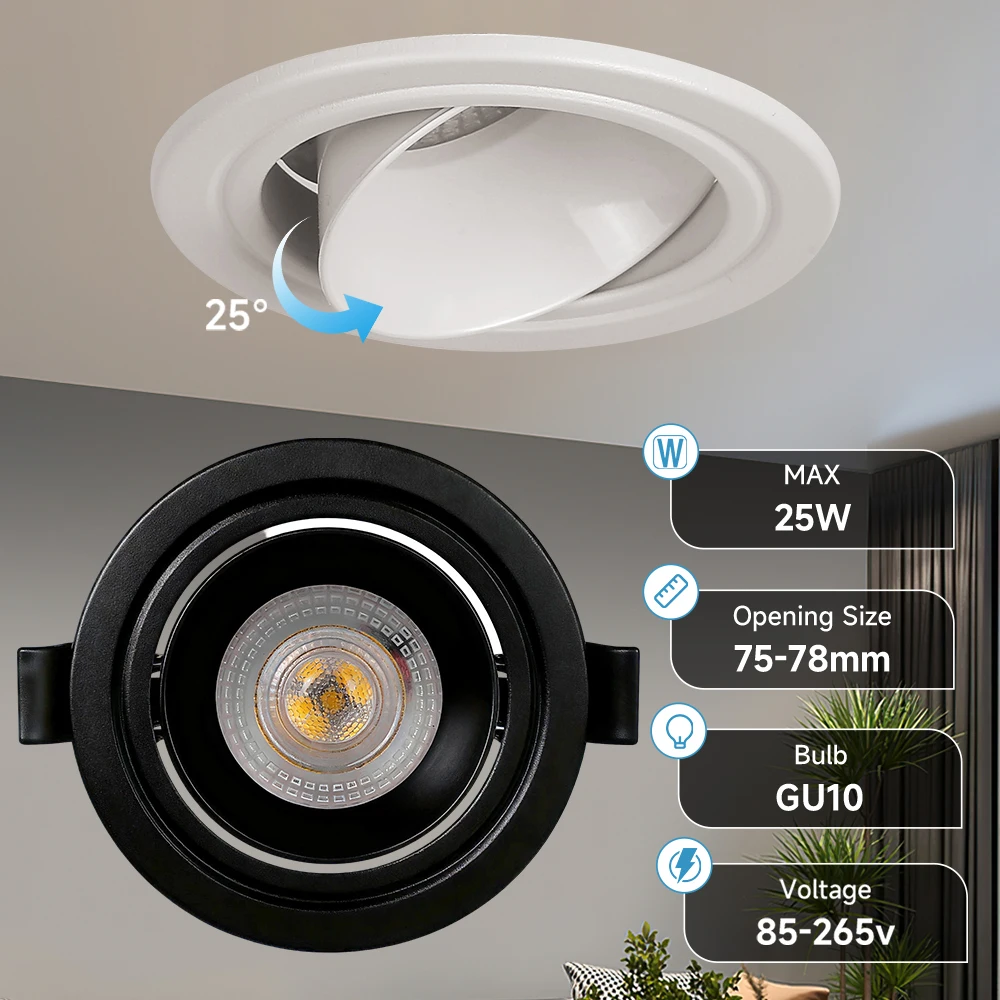 

GU10 Recessed Downlight Adjustable angle Led Spotlight 110V-220VCeiling Lamp Home Office Store Spot LED Panel Light