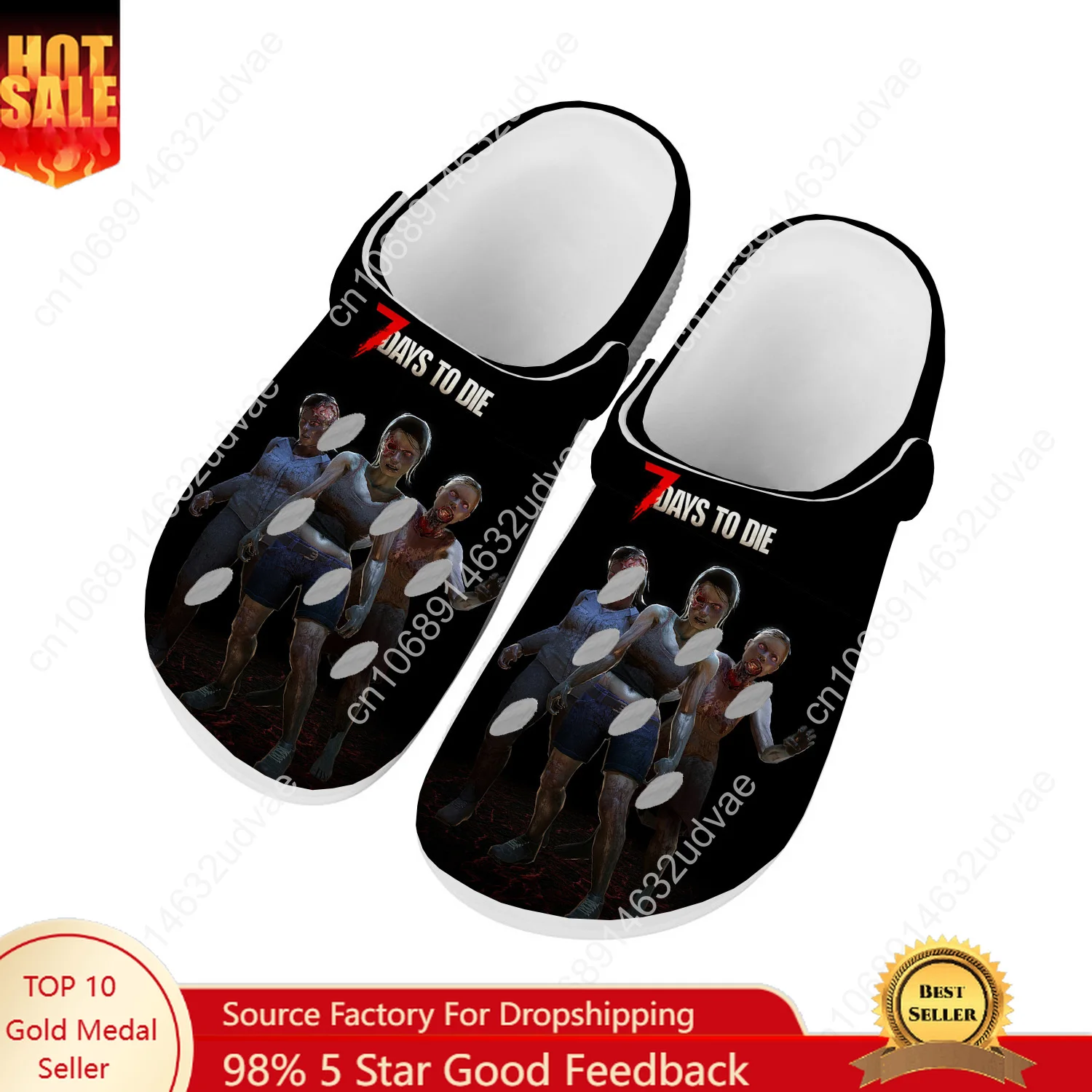 

7 Days To Die Water Shoes Mens Womens High Quality Fashion Home Garden Clogs Customizd Sandals Beach Breathable Hole Slippers