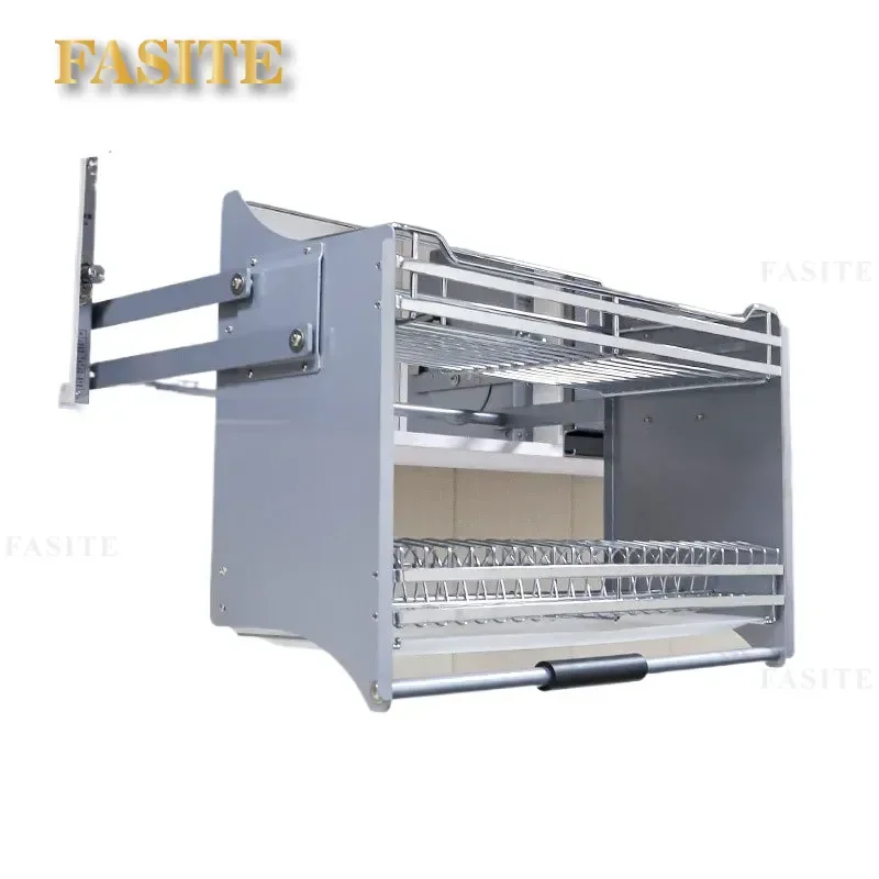 For Kitchen Cabinet Hanging Lifting Basket Drop Down Storage Rack Pull Out Shelf with Damping Buffer Soft Close Mechanism