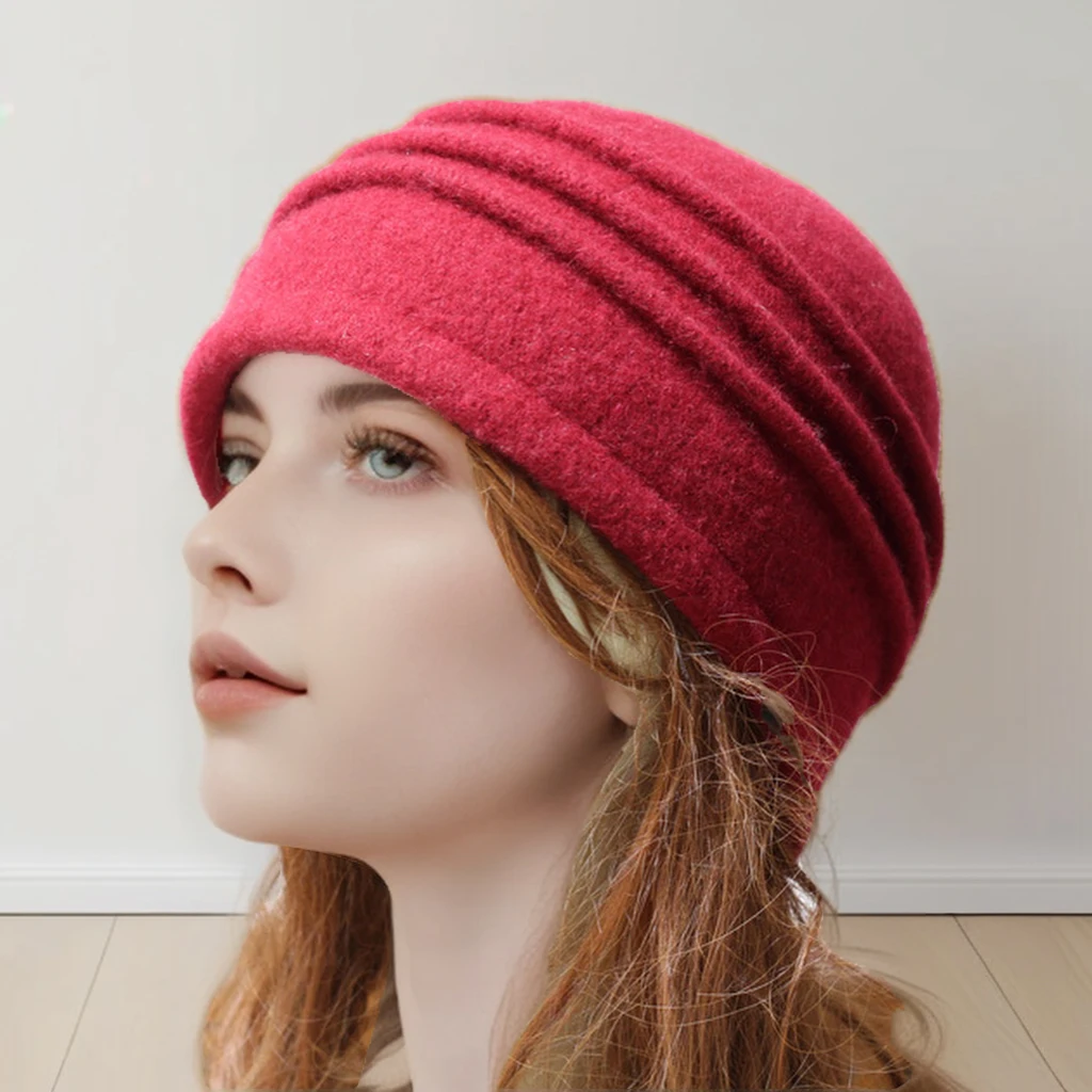 Ladies' Fashionable 100% Wool Hat - Warm, Elegant,Versatile,Windproof - Perfect for Autumn&Winter, Outdoor Activities,Daily Wear