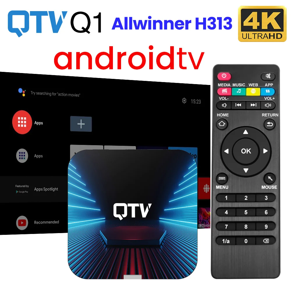 VONTAR QTV Q1 TV Box Android 10 Allwinner H313 2GB 16GB 4K H.265 2.4G Wifi TV Dongle Media Player Set Top Box 1GB 8GB TV Stick