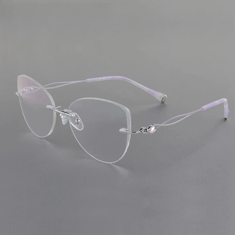 

KUXA женские титановые очки без оправы с бабочкой, легкие элегантные очки по рецепту, женские оптические безрамные очки «кошачий глаз» Gafas