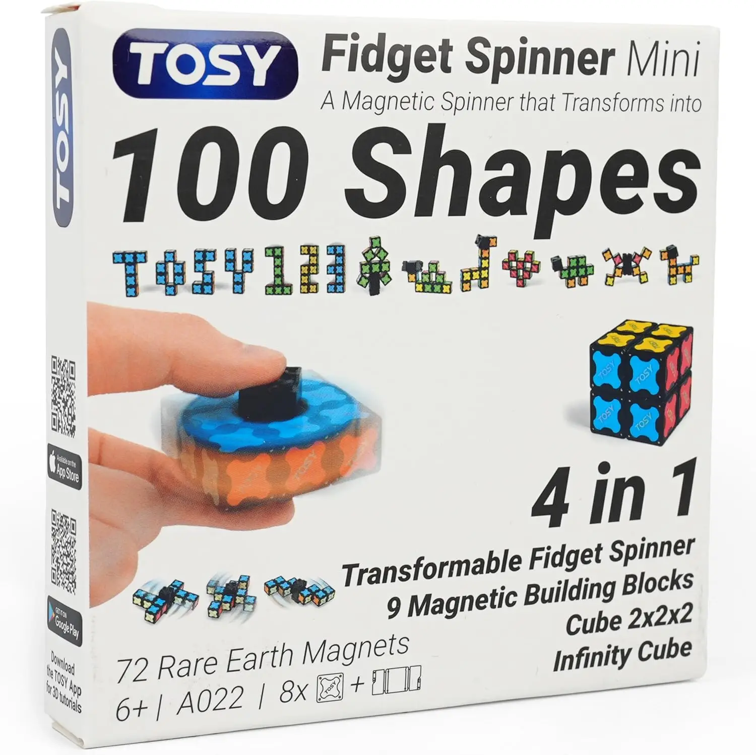 Magnetic Fidget Spinner Toy: Transformable 8-Block Set for Stress Relief, STEM Learning, and Gift Ideas