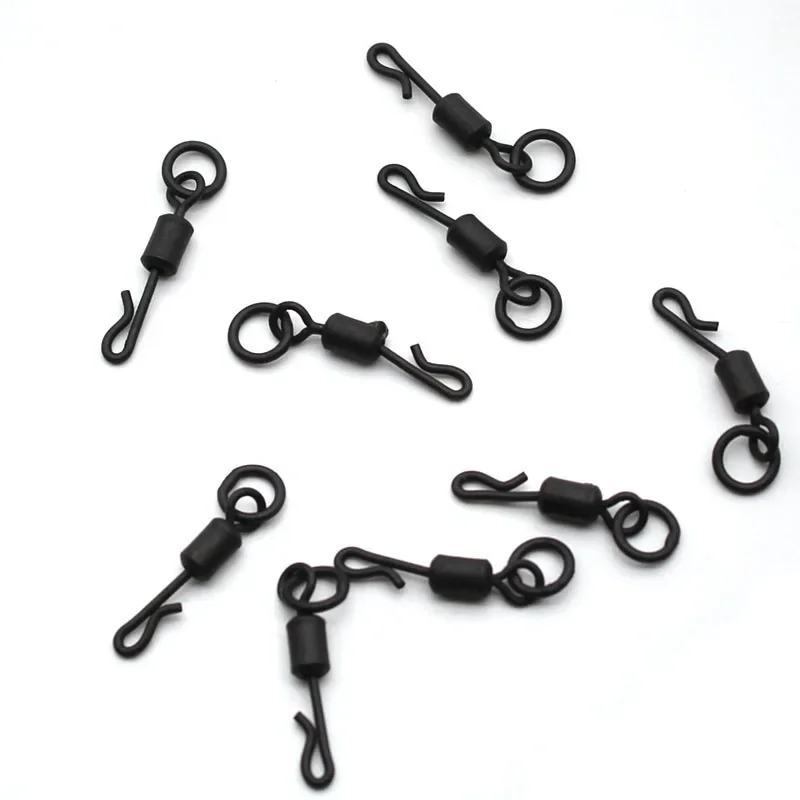 

20PCS Carp Fishing Accessories Quick Change Swivels With Ring Rolling Swivels Clips Swing Snap Connector Carp Rig Fishing Tackle