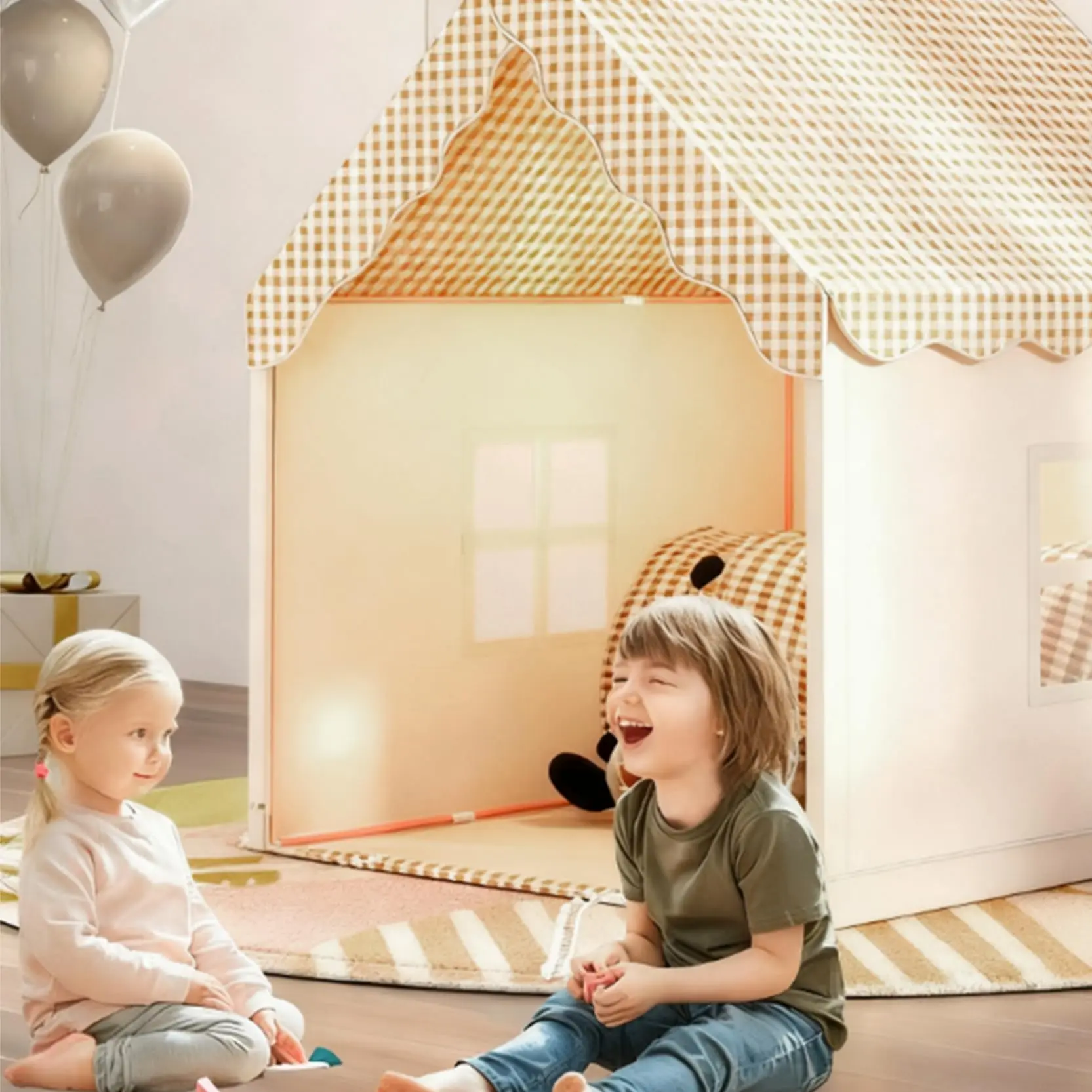Large Kids Portable Tent Indoor & Outdoor Toddler Playhouse Children's Play Tent Toy for Active Imaginative Fun