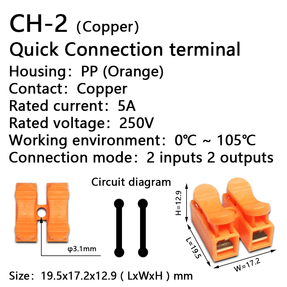 CH1 CH2 CH3 CH4 Quick Splice Lock Wire Connectors 1/2/3/4Pins Copper Electrical Cable Terminals For Easy Safe Splicing Into Wire