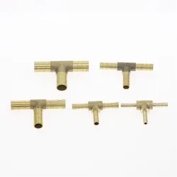 5 PC T-Shape Brass Barb Hose Fitting Tee 4mm 6mm 8mm 10mm 12mm 16mm 3 Way Hose Tube Barb Brass Barbed Coupling Connector Adapter