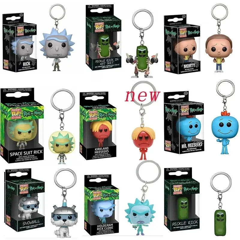 Funko Pop Death Crystal Morty Keychain Figure Toys Krombopulos Rick Pickle Rick Et Morty Krikland Meeseeks Dolls Keyring Toy