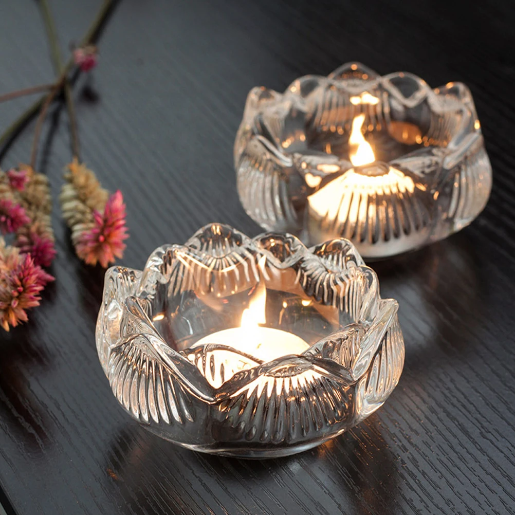 

2Pcs Exquisite Glass Flower Candlestick Romantic Centerpiece Decoration for Special Events Gifts Flower Holder