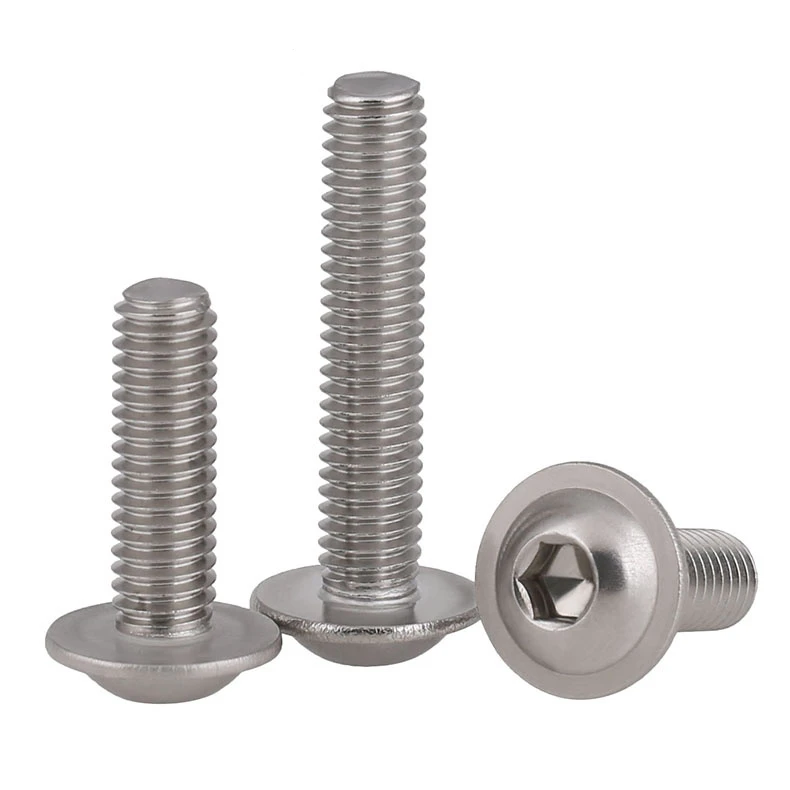 50pcs-20pcs M3 M4 M5 M6 M8 A2 stainless steel 304 Half Round Button Flange head with washer Inner Hex socket allen screws bolt