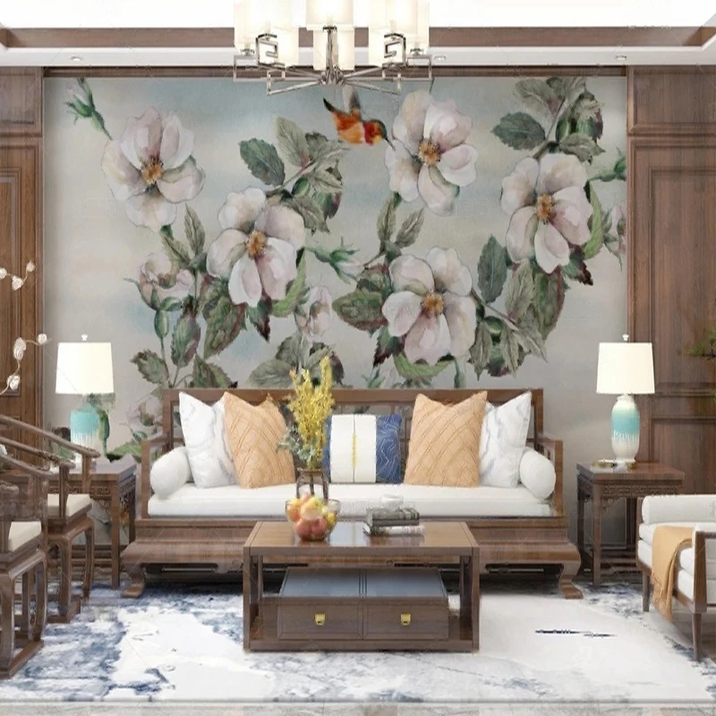 MU8675 Mural Wallpaper Nordic Leaf With Feathery Lines Oil Painting Flower Pattern Home Decor Wall Photo Papel De Parede 3D