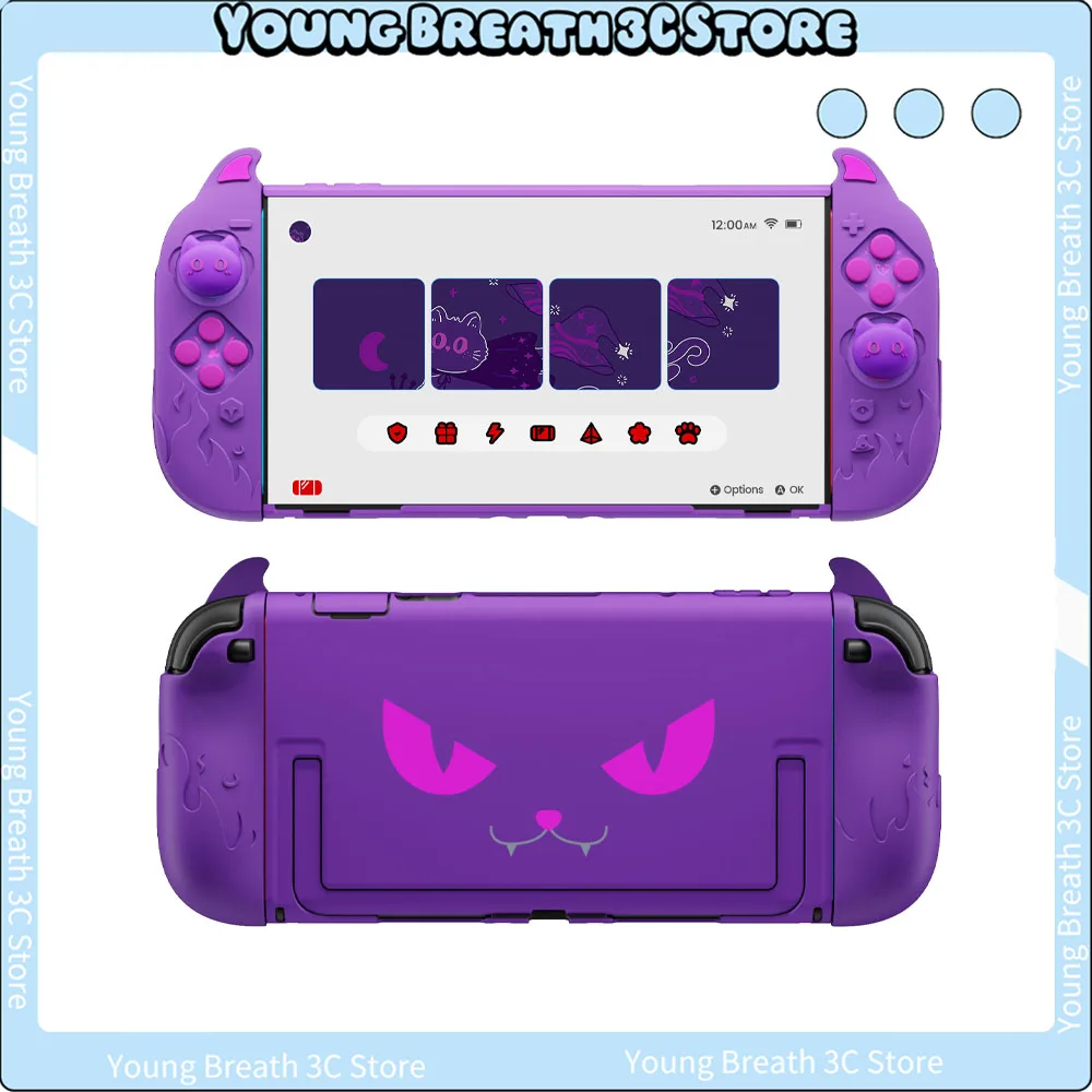 Playvital Switch2 Protective Shell Devil Series Black Purple Graffiti Custom Ns2 Silicone Soft Shell Anime Game Peripherals Gift